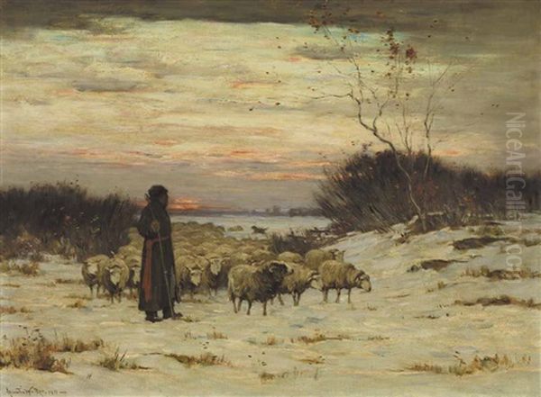 Sunset Over A Snowbound Pasture - view 1