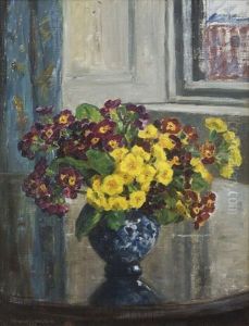 Still Life Of Flowers In A Vase (study) by John Crampton Walker