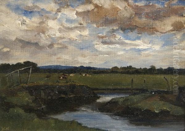 Cattle In A Field By A River - view 1