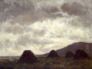 West Of Ireland Bog Scene With Turf Reeks