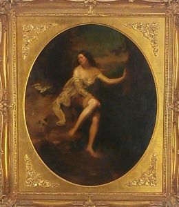 Girl With Flowing Scarf by John Eaton Walker