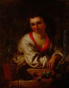 Portrait Of Girl In Window by John Eaton Walker