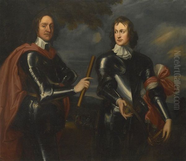 Double Portrait Of Oliver Cromwell And General John Lambert by Robert Walker