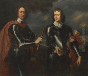 Double Portrait Of Oliver Cromwell And General John Lambert by Robert Walker