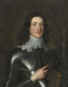 Portrait Of A Young Man In Armor With A Lace Collar by Robert Walker