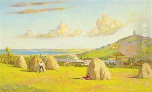 Gathering Hay Near Scrabo County Down by Thomas Bond Walker