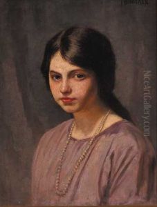 Portrait Of A Young Girl With String Of Pearls
