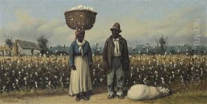 Man And Woman With Cotton Basket On Her Head by William Aiken Walker