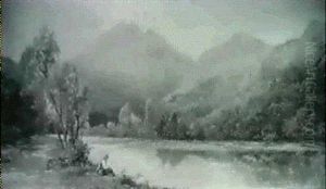 A Figure In A Mountainous River Landscape by William Eyre Walker