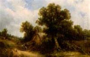 English Landscape With Cottage by William Allen Wall