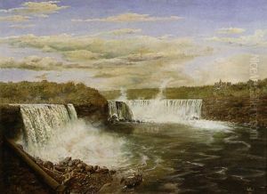 Niagara Falls With Steam Boat And Surrounding Landscape by William Coventry Wall
