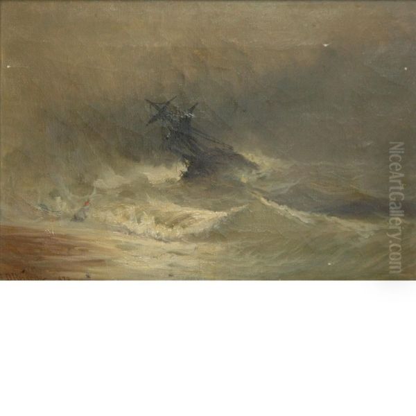 Ship In Stormy Waters - view 1
