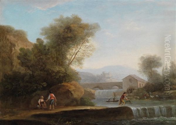 Ein Wasserfall Mit Fischern - view 1