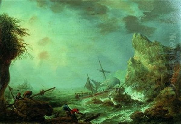 Scene De Naufrage Pres D'une Cote Rocheuse - view 1
