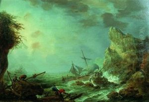 Scene De Naufrage Pres D'une Cote Rocheuse Scene De Naufrage Pres D'une Cote Rocheuse