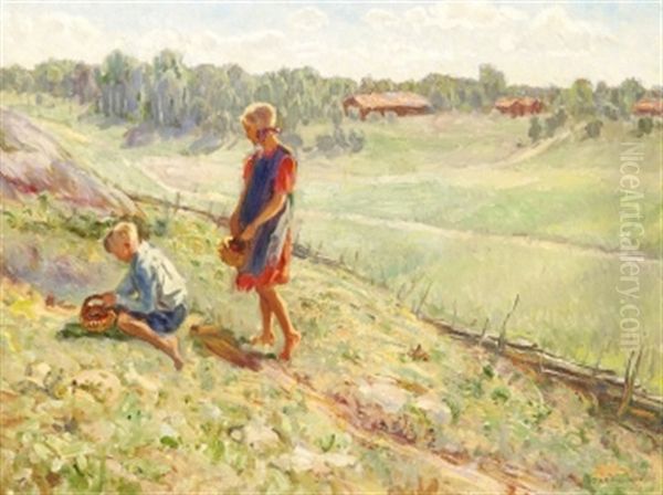 Barplockande Barn En Sommardag - view 1