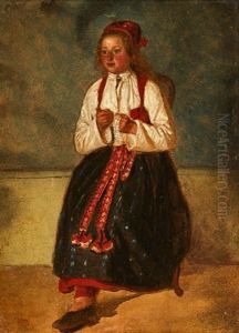 Portratt Forestallande Magdalena Nilsdotter by Josef Wilhelm Wallander