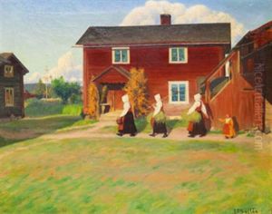 Gardstun Med Kullor by Gustaf Theodor Wallen