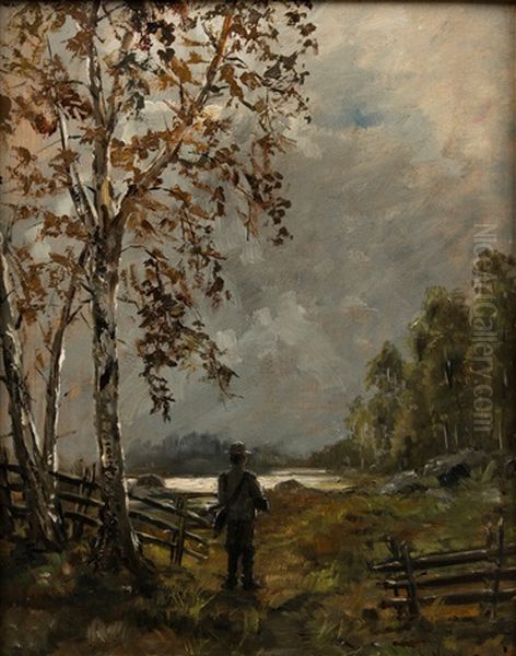 Hunter In Autumn Landscape - view 1