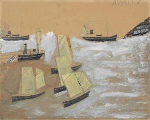 Boats In A Harbour by Alfred Wallis