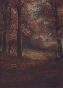Sunlit Meadow Through The Trees by George Wallis