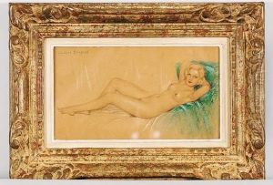 Nu Feminin Au Coussin Vert by Gustave Brisgand