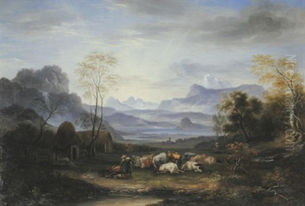 Ideale Gebirgslandschaft Mit Hirtenstaffage - view 1