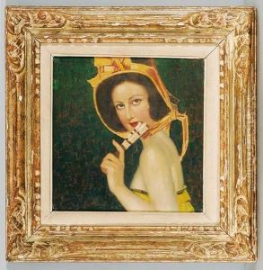 Jeune Femme A L'eventail by Gustave Brisgand
