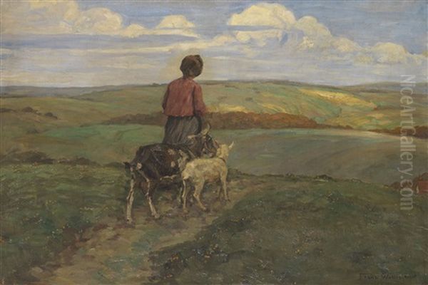 Madchen Mit Ziegen Auf Dem Heimweg - view 1