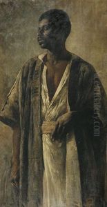 Stehender Afrikaner In Einheimischer Tracht by Franz Wallischeck