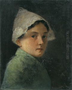 Madchen Mit Weiser Haube by Franz Wallischeck