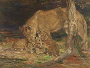 Lioness And Cubs