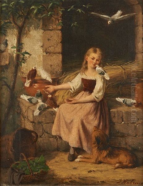 La Jeune Fille Nourrissant Les Pigeons - view 1