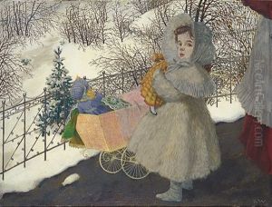 Madchen Mit Puppenwagen by Karl Walser