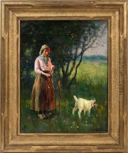 Girl With Goat by Charles E. Waltensperger