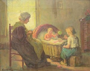 Playing With The Green Balloon by Charles E. Waltensperger