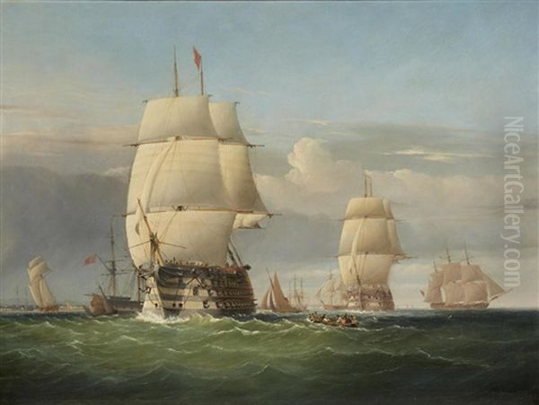 The H.m.s. Britannia With Other Shipping Off Swansea - view 1
