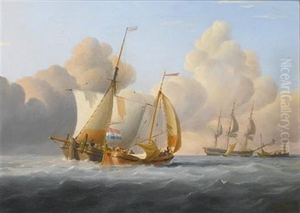 Dutch Coastal Traders Exchanging News At Sea - view 1
