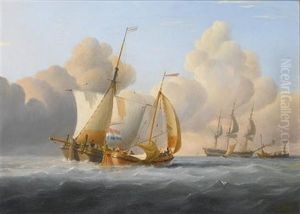 Dutch Coastal Traders Exchanging News At Sea Dutch Coastal Traders Exchanging News At Sea