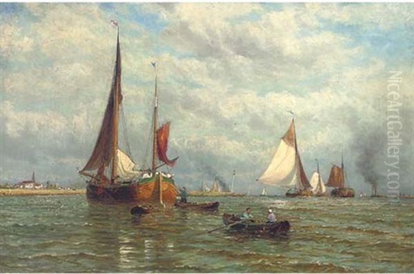 Barges On The Scheldt, Early Evening - view 1