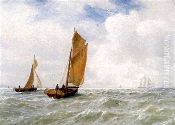 Fishing Smacks Off The Coast - view 1
