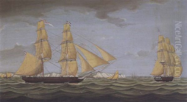 The Brig "betsy Sofia" Of London In Two Positions Off Dover - view 1