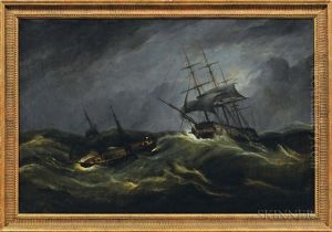 Moonlit Marine Scene by Samuel Walters