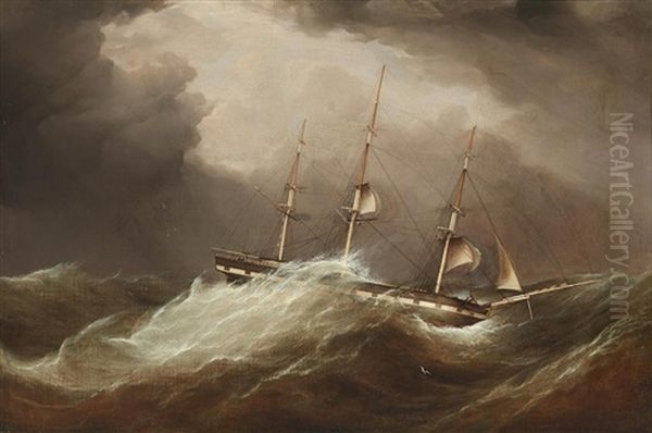 The Packet Ship Champlain In A Storm - view 1