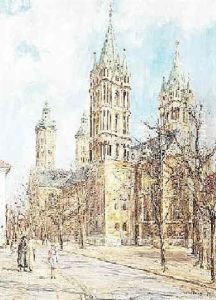Der Naumburger Dom. Blick Auf Chor Und Sudseite Des Domes Von Sudosten Gesehen by Carl Walther