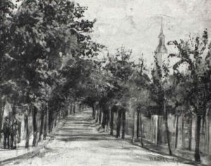 Baumbestandene Dorfstrase Bei Leipzig by Carl Walther