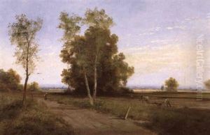 Pflugender Bauer Mit Munchen Im Hintergrund by Max Walther