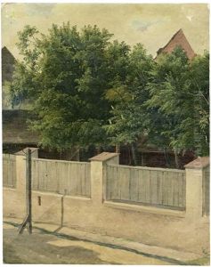 In Der Wiener Vorstadt: Blick In Einen Hof Mit Bluhenden Kastanien (2 Works) by Jacob Waltmann