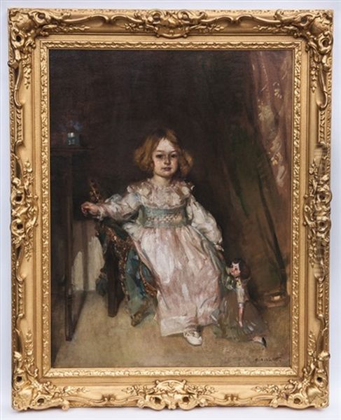 Miss Mabel Cuthbertson Seated With Her Doll - view 1