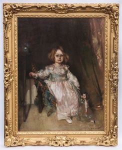 Miss Mabel Cuthbertson Seated With Her Doll